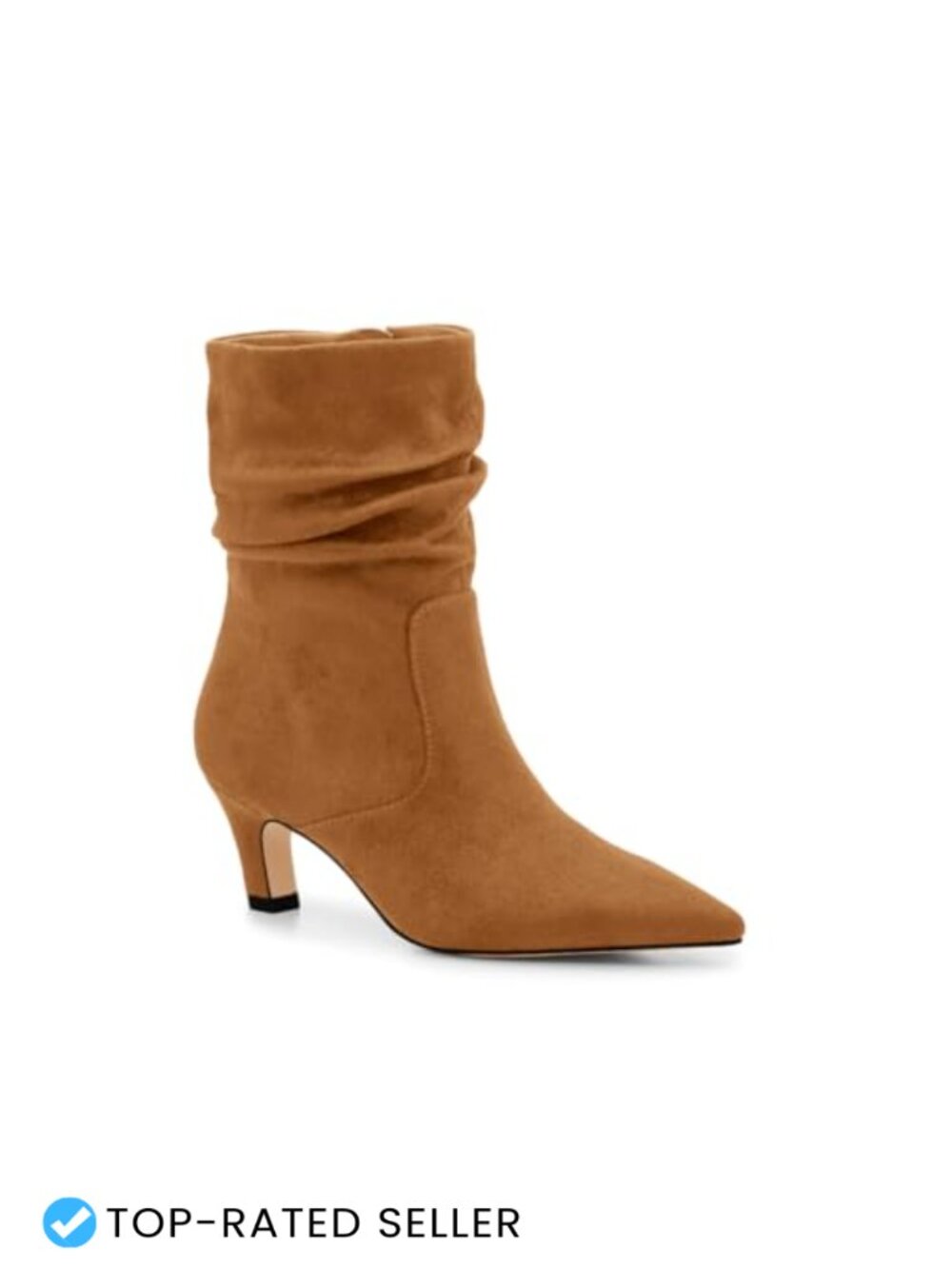 Slouchy Kitten Heel Ankle Booties Pointed Toe Side Zip